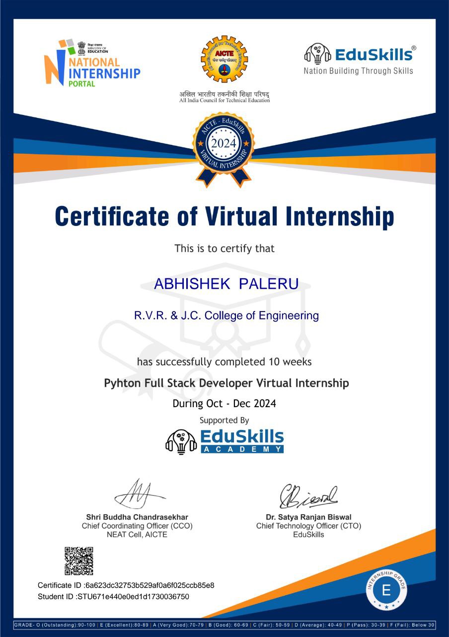 Python Full Stack Virtual Internship